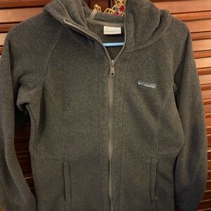 Columbia Charcoal Gray full zip jacket with hood.